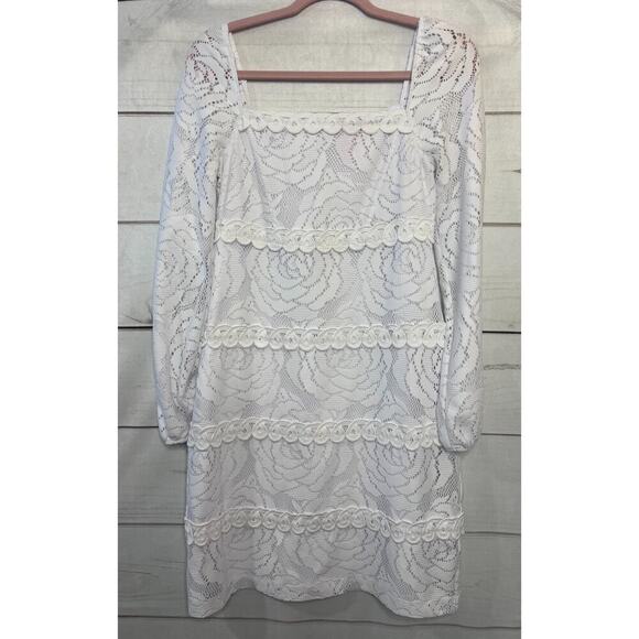 Lilly Pulitzer White Lace Dress Size 4 Classy Roses - Picture 1 of 6